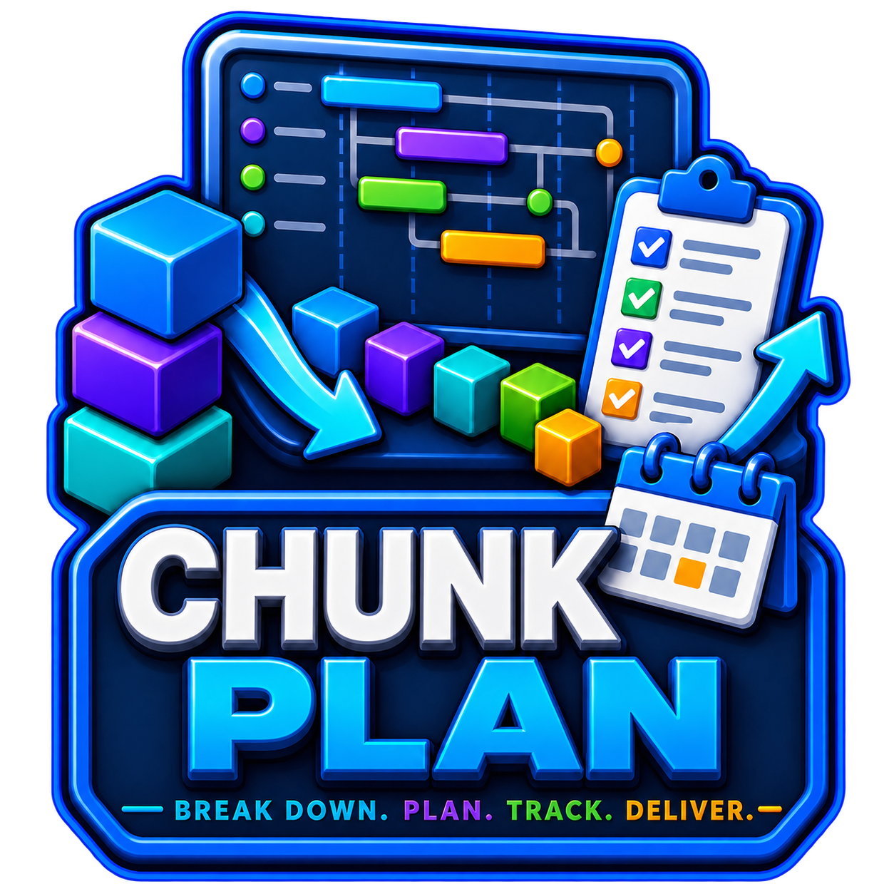 Chunk Plan app icon showing connected tasks, milestones, and a calendar